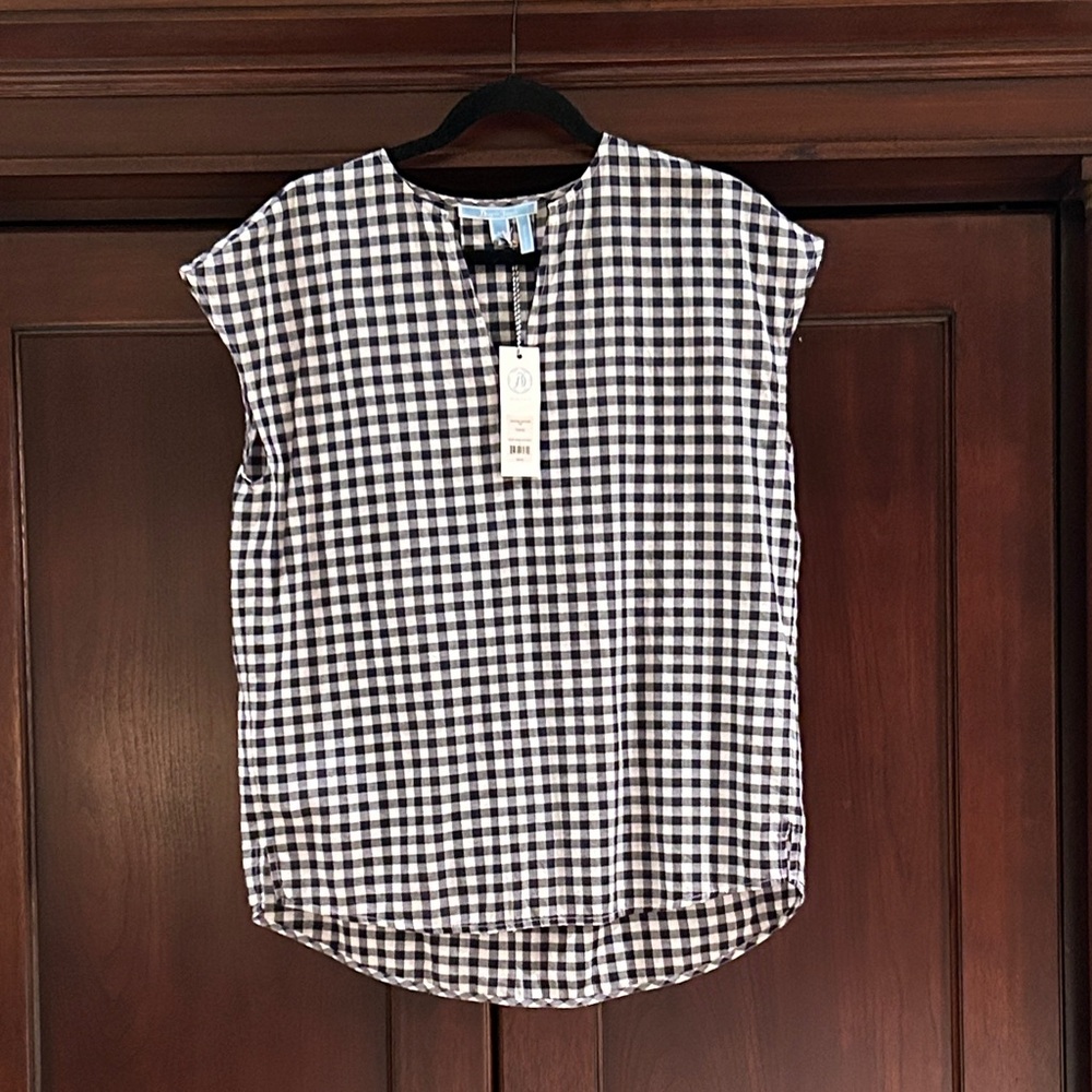 Draper James Black and White Checkered Blouse.  New, with tags.  Size M.
